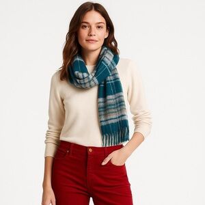 Wooden Ships Mohair Wool Blend Teal Stripe Scarf